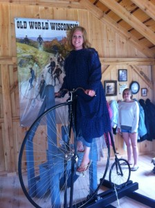 And this is me now, goofing around during "Bicycle Fever" at Old World Wisconsin. Maybe I didn't outgrow that whole pioneer thing.